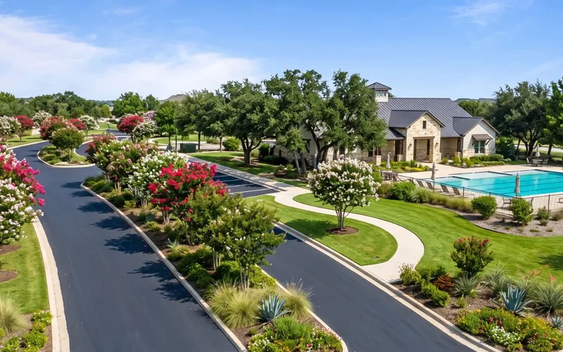 A well-maintained HOA common area kept in good repair by a funded reserve plan